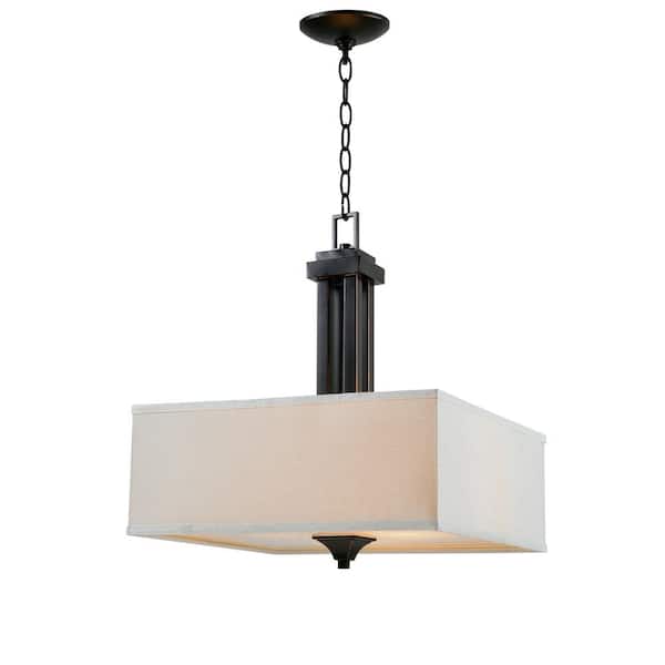 Manor Brook Mattock 3-Light Oil Rubbed Bronze Square Drum Pendant