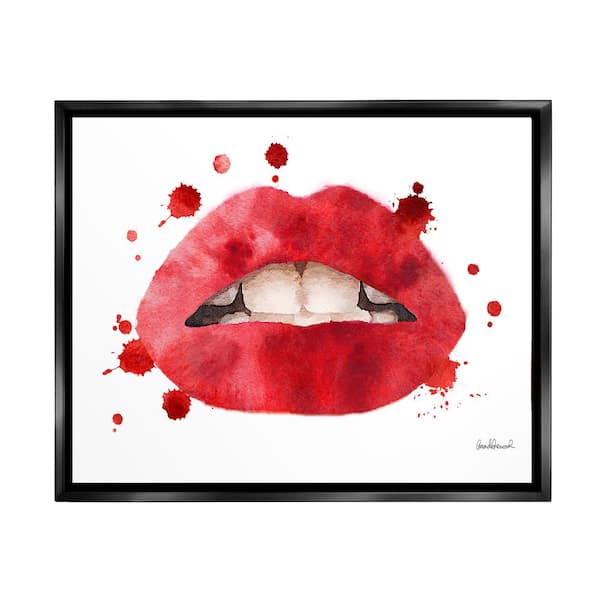 The Stupell Home Decor Collection Fashion Icon Lips Fingernail Bite Glam Pattern by Ziwei Li Floater Frame People Wall Art Print 31 in. x 25 in.