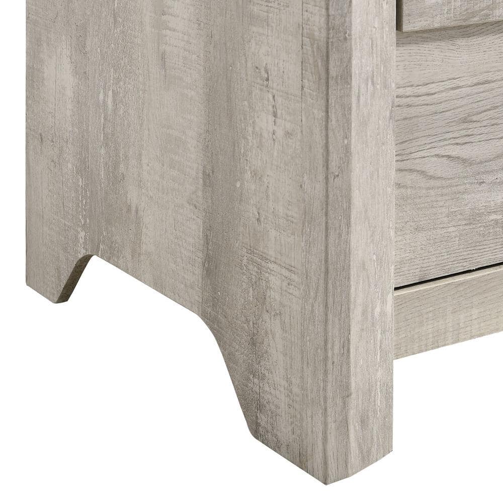 Ash White 5-Drawer Chest with Black Pulls