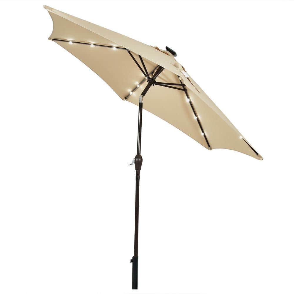 FORCLOVER 9 ft. Market Solar Patio Umbrella with LED Lights