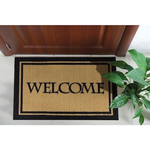 Welcome Collection Non-Slip Rubberback Welcome Design 2 x 3 Indoor Entryway Doormat, 20 in. x 30 in., Beige Welcome