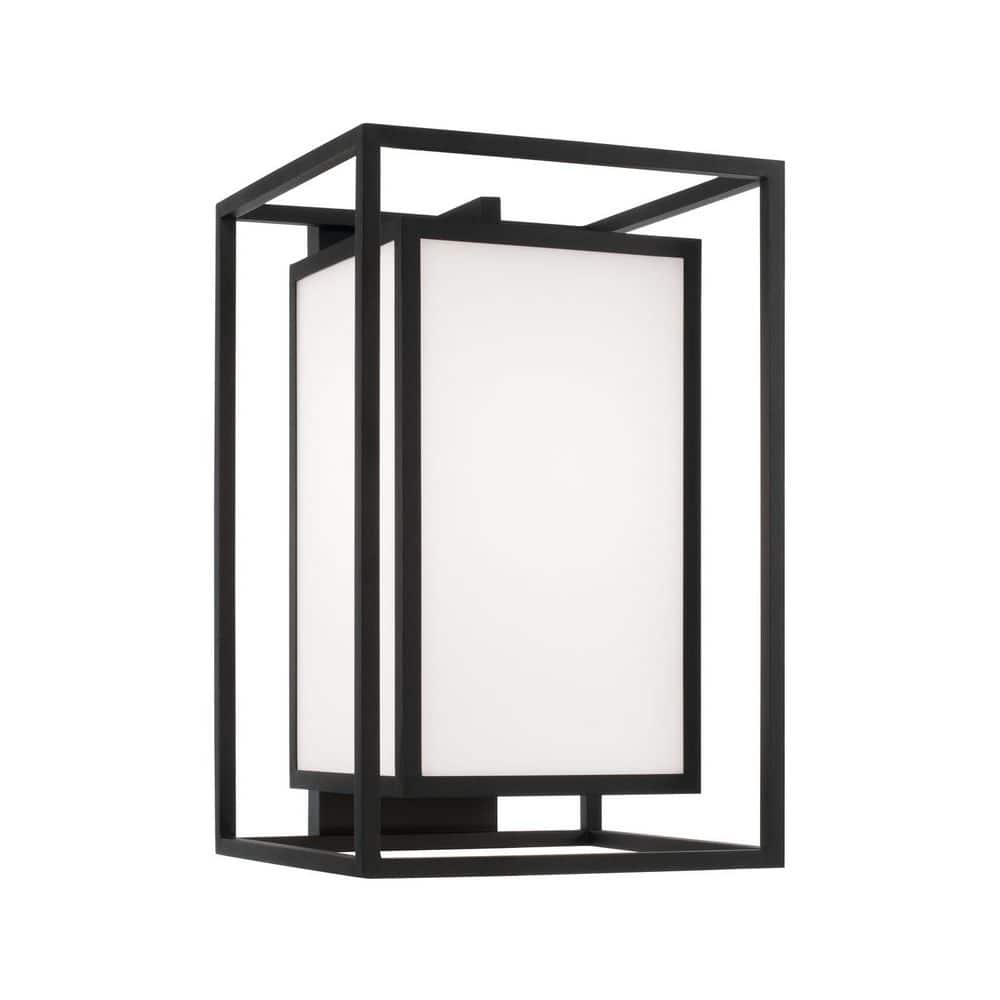 Aiden 12. 5in W x 19. 5in H 1-Light Black Hardwired Outdoor Wall Lantern Sconce with Soft White Glass, No Bulbs Included price history on PriceWatchPro