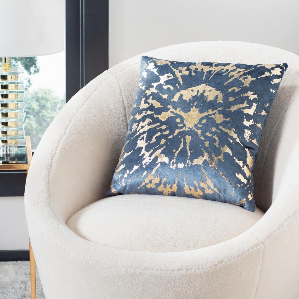 Teal and Gold Abstract Sunburst Square Throw Pillow
