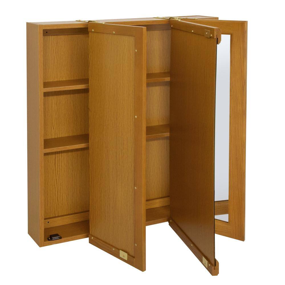 Claremont Triple Mirrored 30" Honey Oak Medicine Cabinet