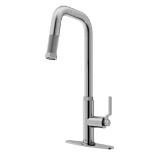 Hart Angular Single Handle Pull-Down Spout Kitchen Faucet Set with Deck Plate in Stainless Steel