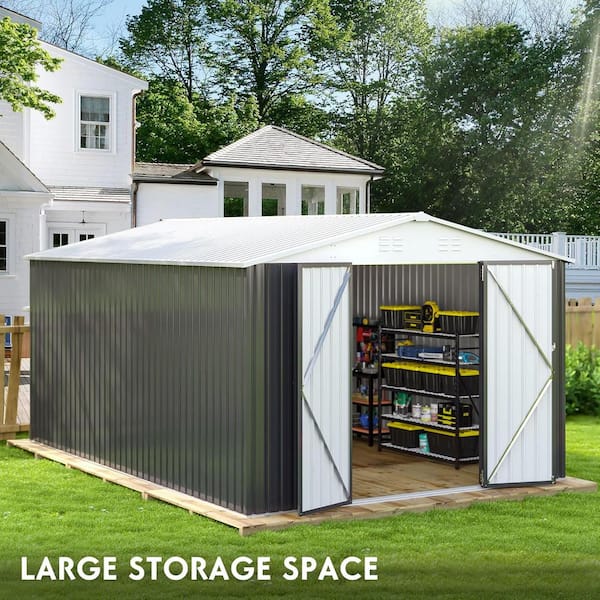 VIWAT 10 ft. W x 14 ft. D Outdoor Metal Shed Storage with Updated