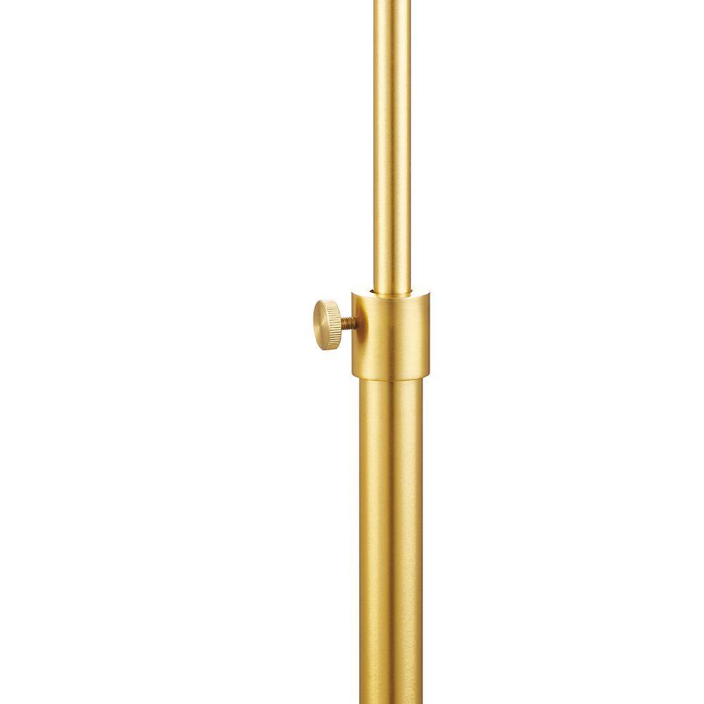 Antique Brass Adjustable Floor Lamp with White Linen Shade