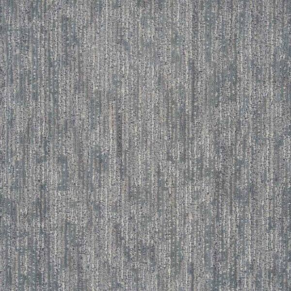 Natural Harmony Borderline Steel Blue Custom Area Rug with Pad