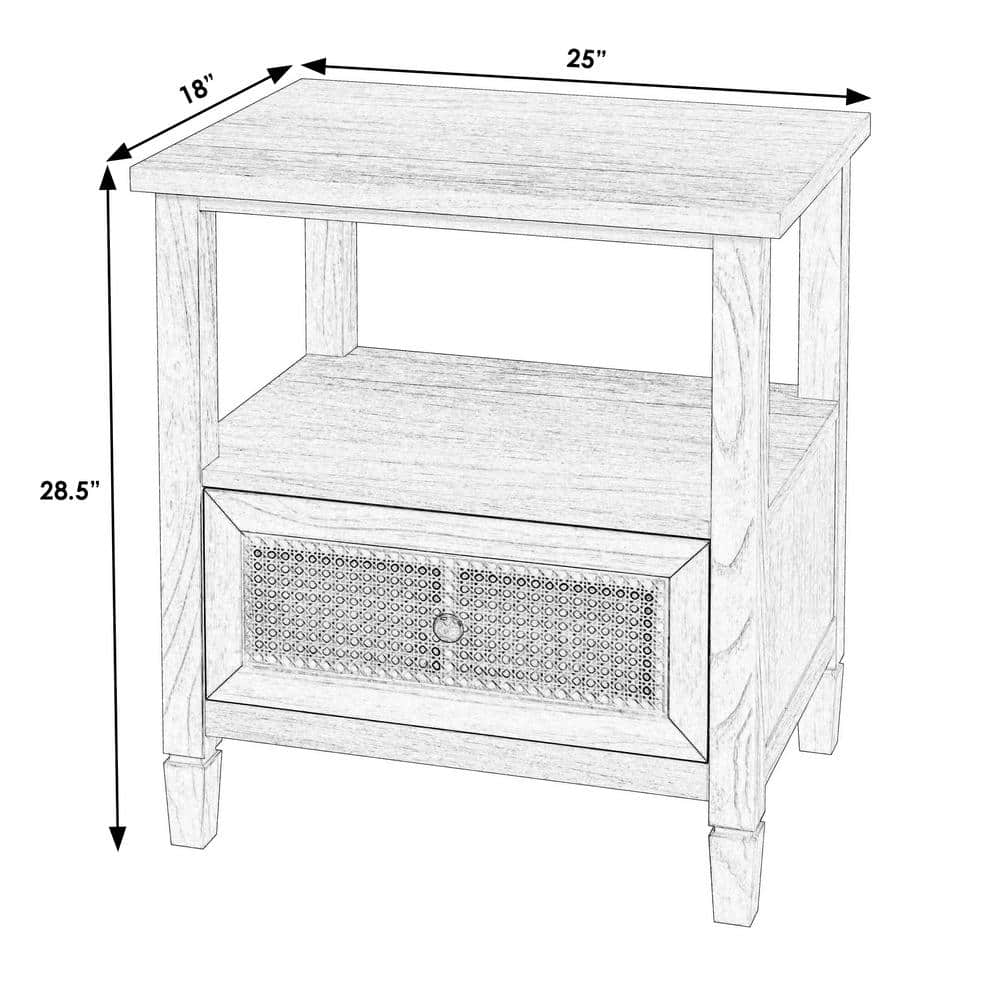 Flagstaff Natural Wood and Cane 1-Drawer Nightstand