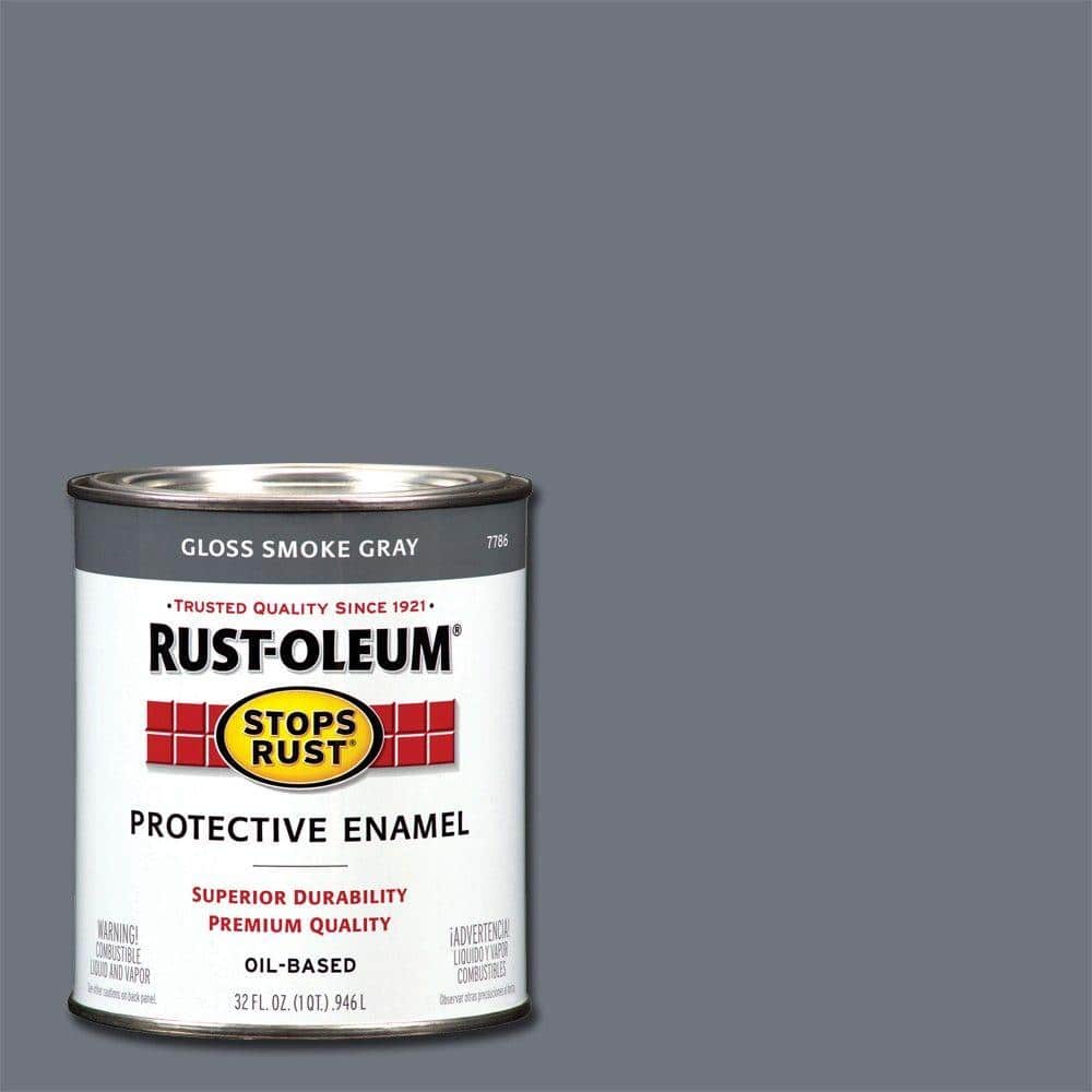 Rust-Oleum Stops Rust 1 qt. Protective Enamel Gloss Smoke Gray Interior ...