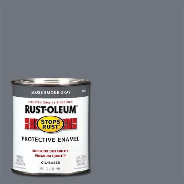 Rust-Oleum Stops Rust 1 qt. Protective Enamel Gloss Smoke Gray Interior/Exterior Paint