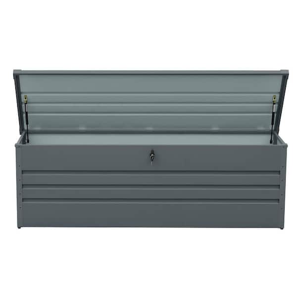 260 Gal. Outdoor Gray Metal Lockable Deck Box