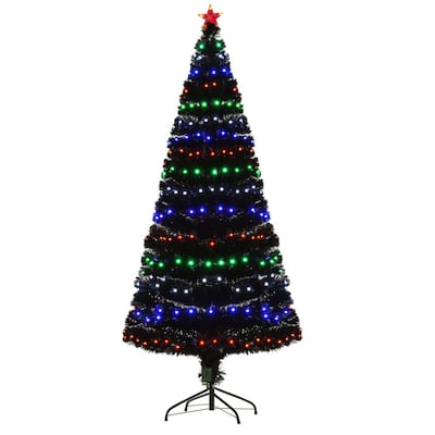 6 ft. Black Pre-Lit LED Pine Artificial Christmas Tree with 230 User Changeable RGB Lights and Fiber Optic Colors