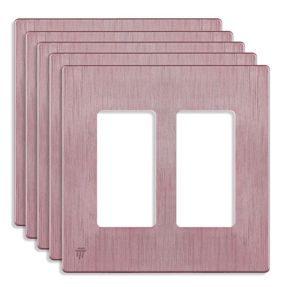 ENERLITES Brushed Rose Gold 2-Gang, Decorator/Rocker, Plastic
