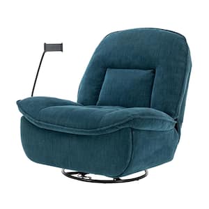 Green Chenille Swivel Recliner with Phone Holder