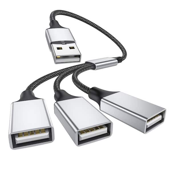 3 in 1 USB Splitter Cable Portable USB 2.0 Hub for Charging Data Transfer Laptop Mac Durable Aluminum