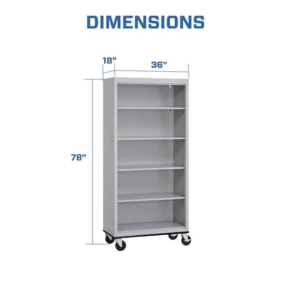 Sandusky Metal 5-shelf Cart Bookcase with Adjustable Shelves Sandusky Metal 5-shelf Cart Bookcase with Adjustable Shelves