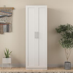 White High Armoire Wardrobe Cabinet 3 Partitions to Separate 4 Storage Spaces (29.5 in. W x 15.7 in. D x 70.9 in. H)