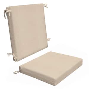 Outdoor Midback Dining Chair Cushion Textured Solid Almond