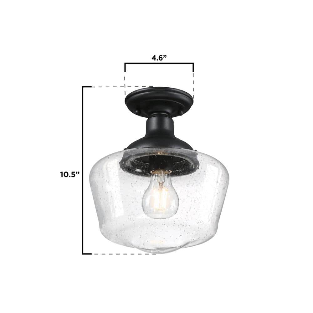 Black and Clear Glass Semi-Flush Mount Ceiling Light