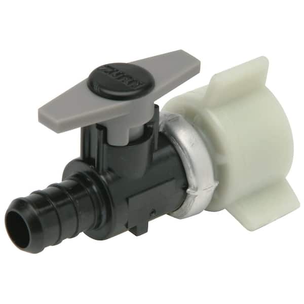 Zurn Crimp QickPort Plastic Ball Valve - 1/2 in. Barb x 1/2 in. FPT Plastic Swivel Nut, Bag of 25