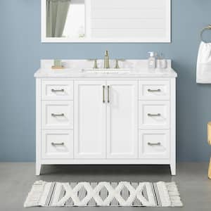 Madsen 48 in. W x 22 in. D x 34.5 in. H Bath Vanity in White with White Cultured Marble Top