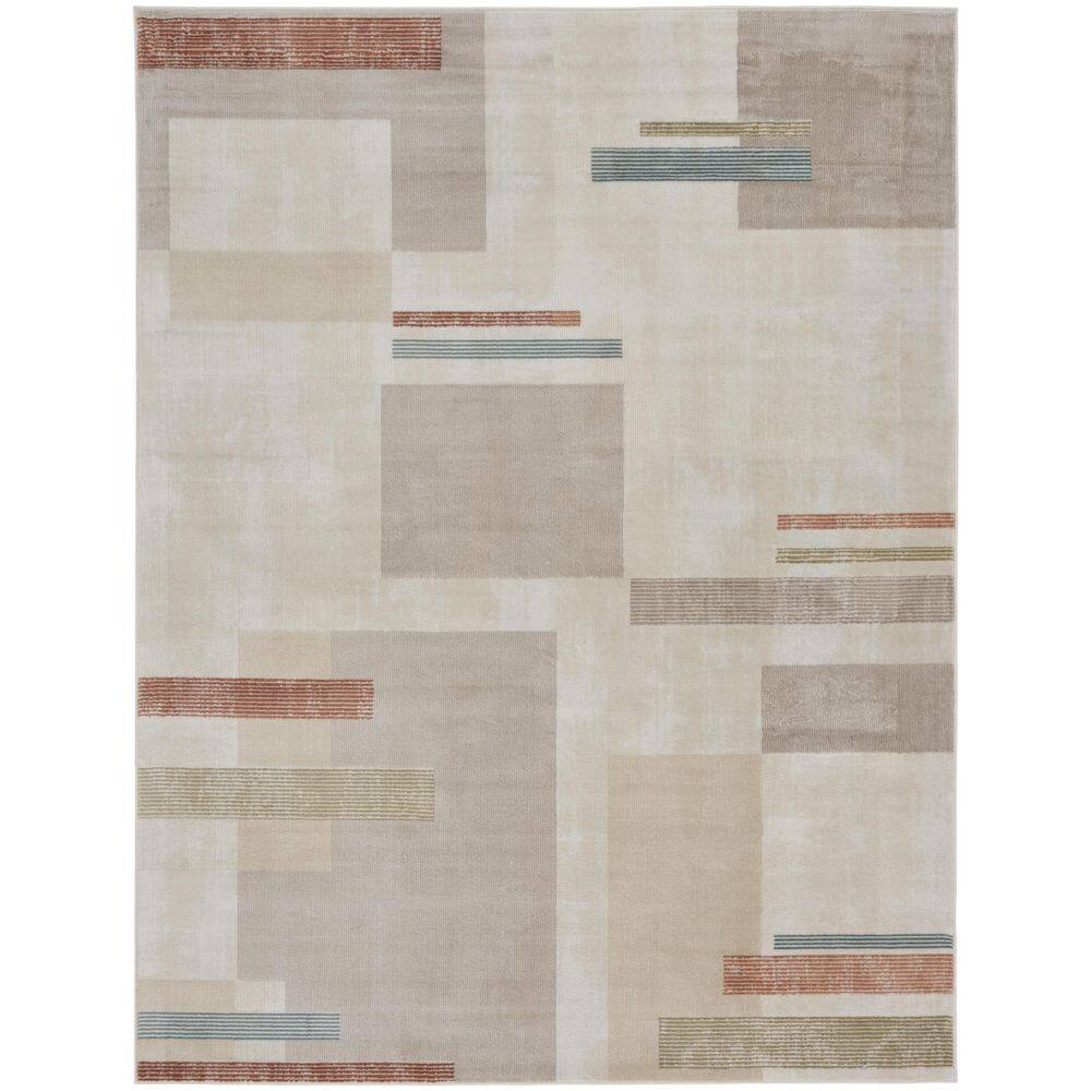 Multicolor Ivory Area Rug Nourison Thalia Ivory Multicolor 8 ft. x 10 ft. Geometric Contemporary ...