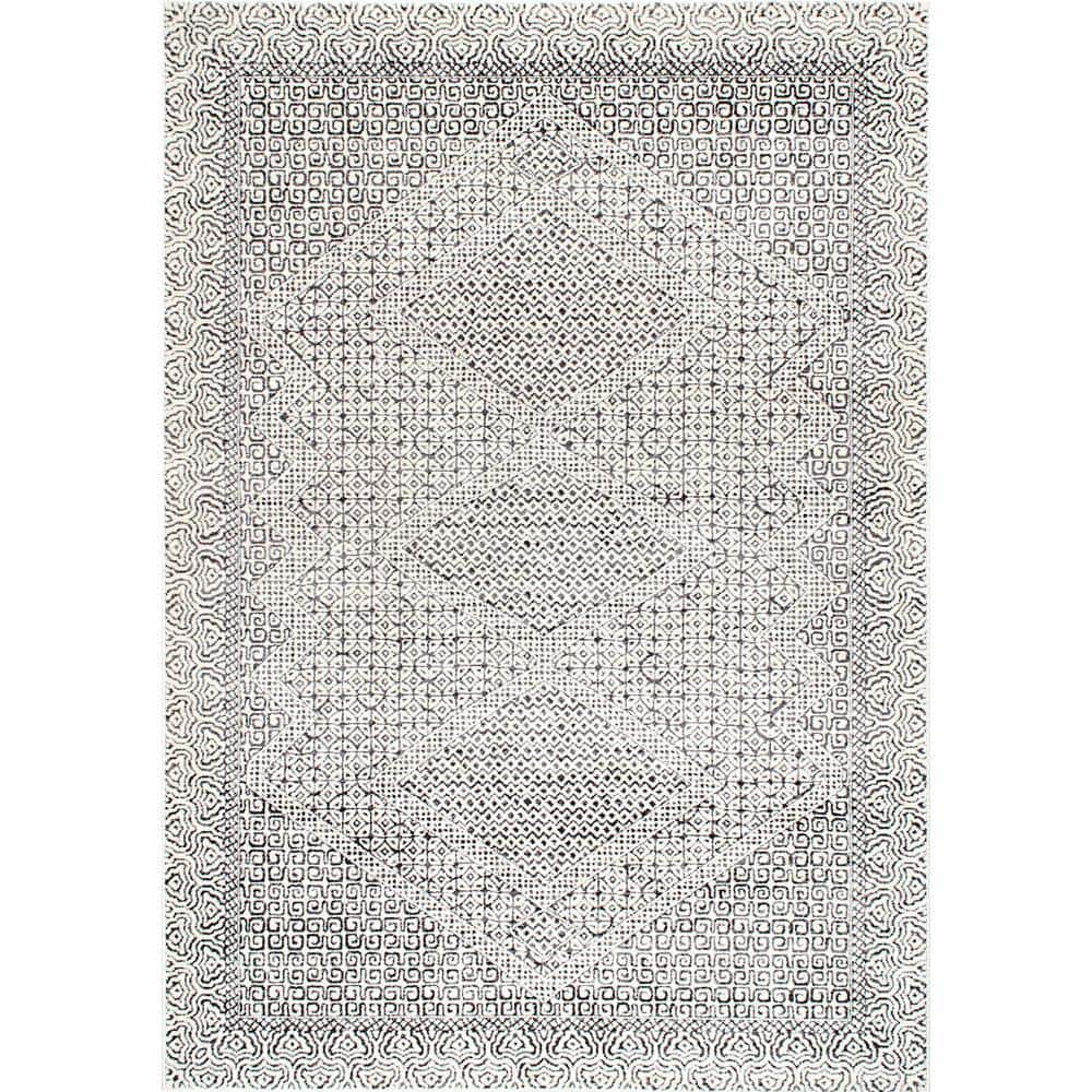 Exie Light Gray Moroccan Geometric 3x5 Area Rug