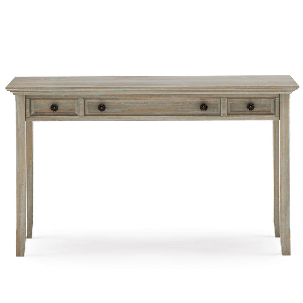 Amherst Distressed Grey Solid Wood Desk with Keyboard Tray