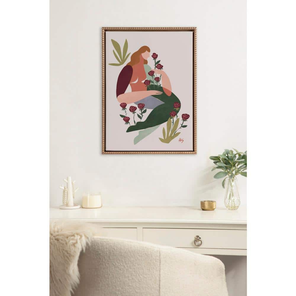 Gold Framed Colorful Botanical Boho Canvas Art Print, 18" x 24"