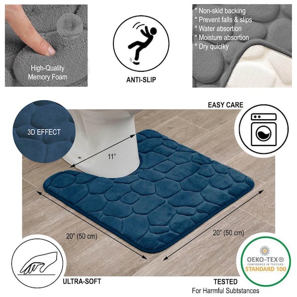 Activated Charcoal Memory Foam Bath Mat in Navy Blue, Large 21 x 34 in –  The Everplush Company