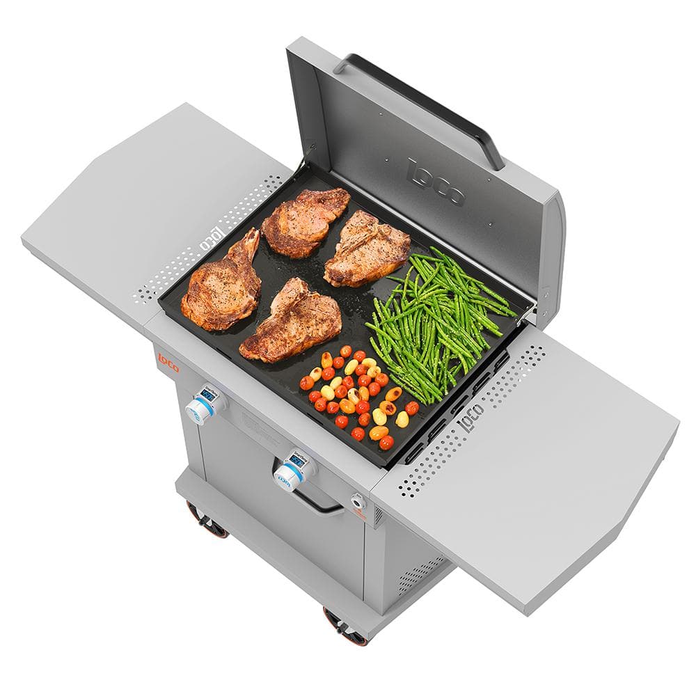 LoCo 26" White Propane Gas Griddle with Folding Shelves