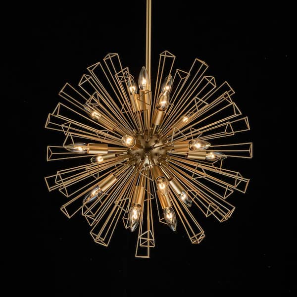 RRTYO Ellis 23.6 in.W 18-Light Gold Modern Sputnik Cluster Pendant