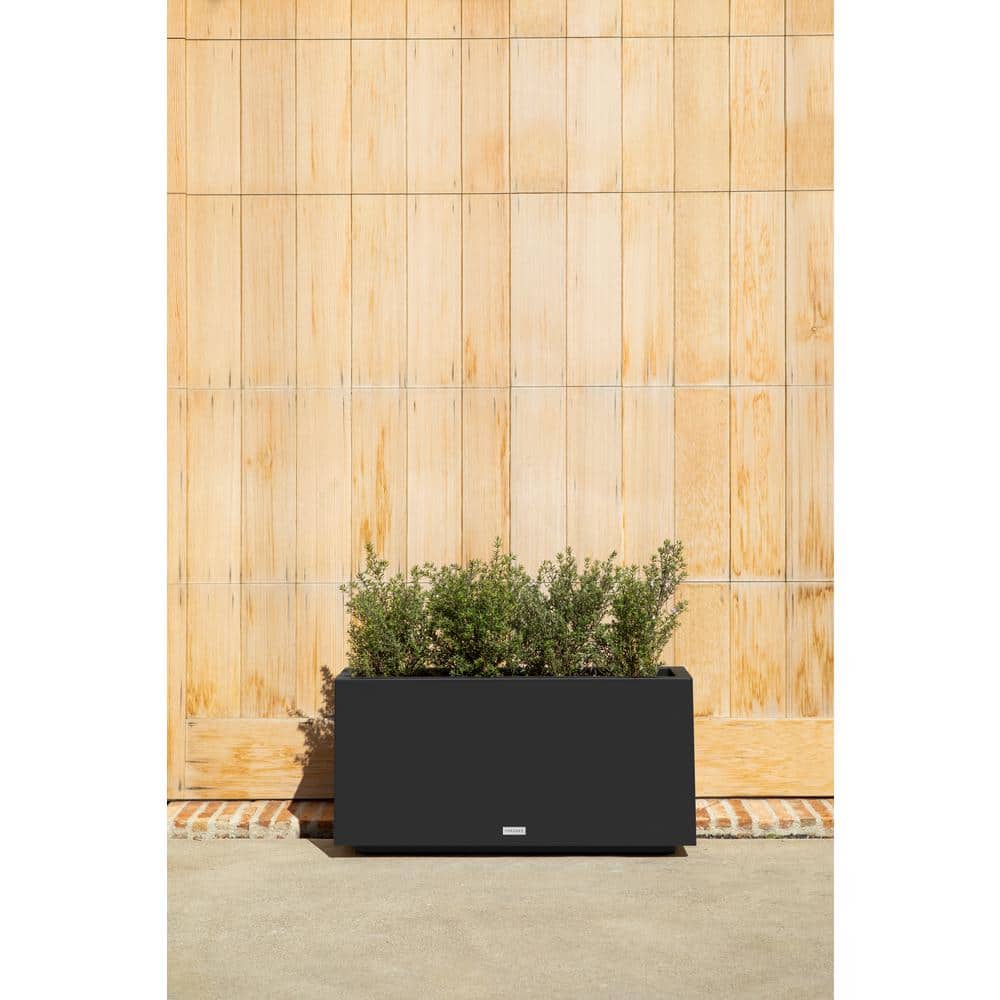 Veradek Black Rectangular Plastic Planter Box 32"