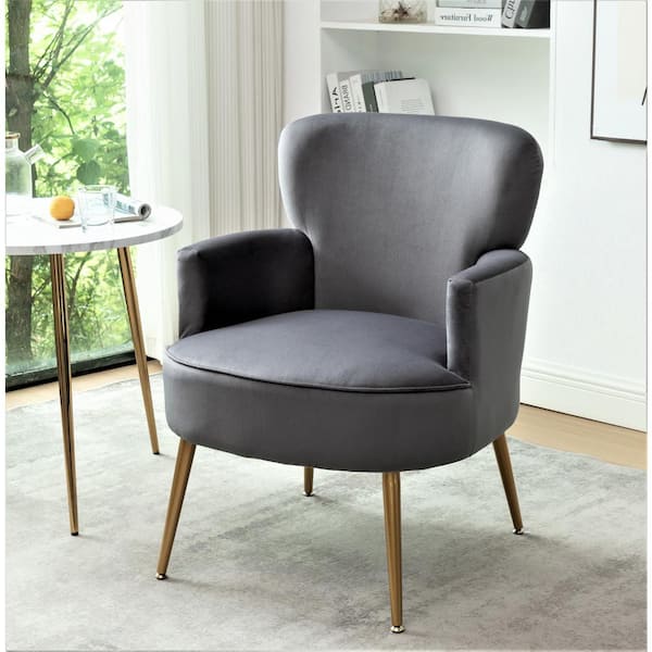 US Pride Furniture US Pride Understated Grey Velvet Arm Accent Chair