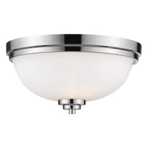 12 in. 10-Light Chrome Flush Mount with Matte Opal Shade