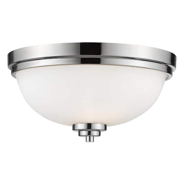Unbranded 12 in. 10-Light Chrome Flush Mount with Matte Opal Shade