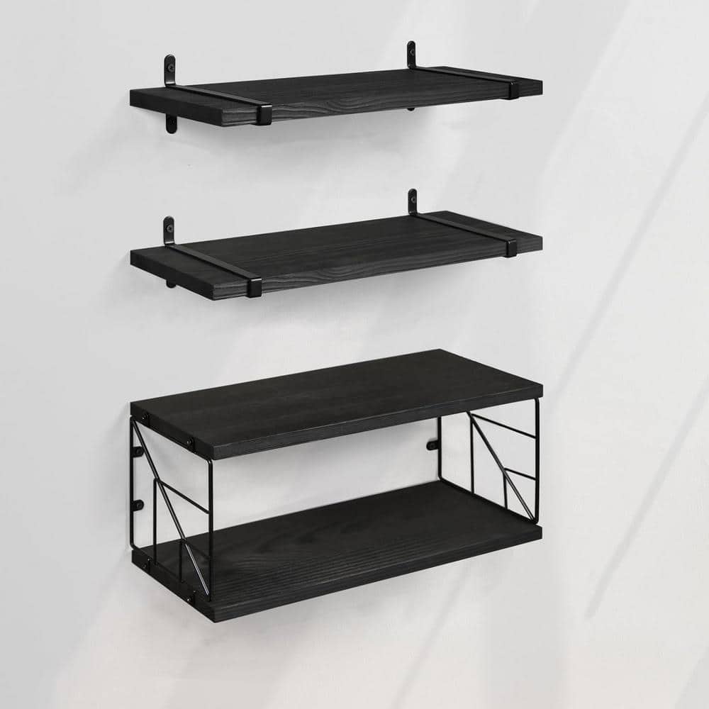 16.5 in. W x 6 in. D Decorative Wall Shelf, Black Floating Shelves for Wall