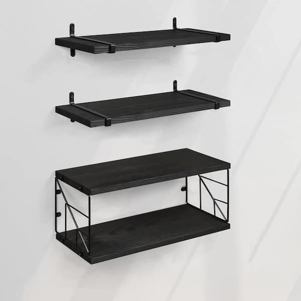 Cubilan 16.5 in. W x 6 in. D Decorative Wall Shelf, Black Floating ...