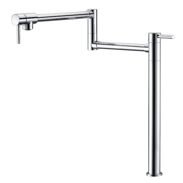 Modern Deck Mount High-Arc Pot Filler with Gooseneck in Chrome