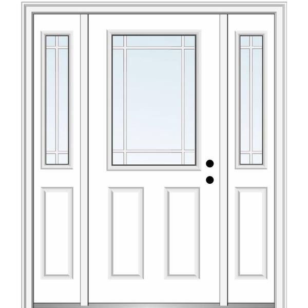 MMI Door 64.5 in. x 81.75 in. Internal Grilles Left-Hand Inswing 1/2-Lite Clear Painted Steel Prehung Front Door with Sidelites