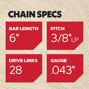 R28F Polesaw Chain for 6 in. Bar, Fits Remington, Milwaukee and Craftsman