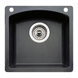 Diamond Dual-Mount Granite 15 in. 2-Hole Single Bowl Kitchen Sink in Anthracite