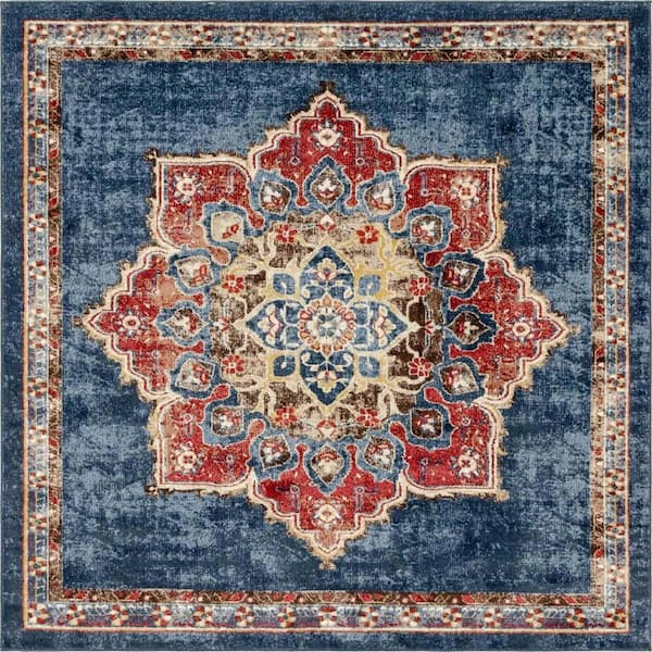 Unique Loom Utopia Helios Dark Blue 7' 0 x 7' 0 Area Rug