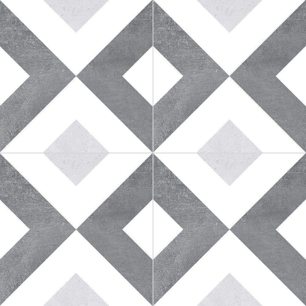 Ahava Gray and White 8" x 8" Glazed Porcelain Tile