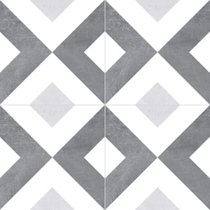 Luv Ahava Black/White/Gray 8 in. x 8 in. Smooth Matte Porcelain Floor and Wall Tile Sample