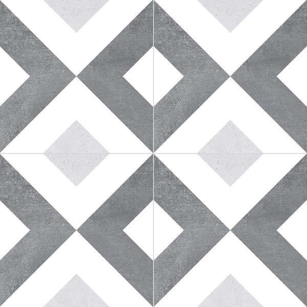 ANDOVA Luv Ahava Black/White/Gray 8 in. x 8 in. Smooth Matte Porcelain Floor and Wall Tile Sample