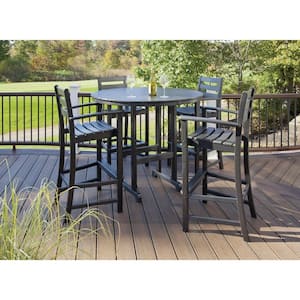 Monterey Bay Armed Charcoal Black Plastic Outdoor Bar Stool