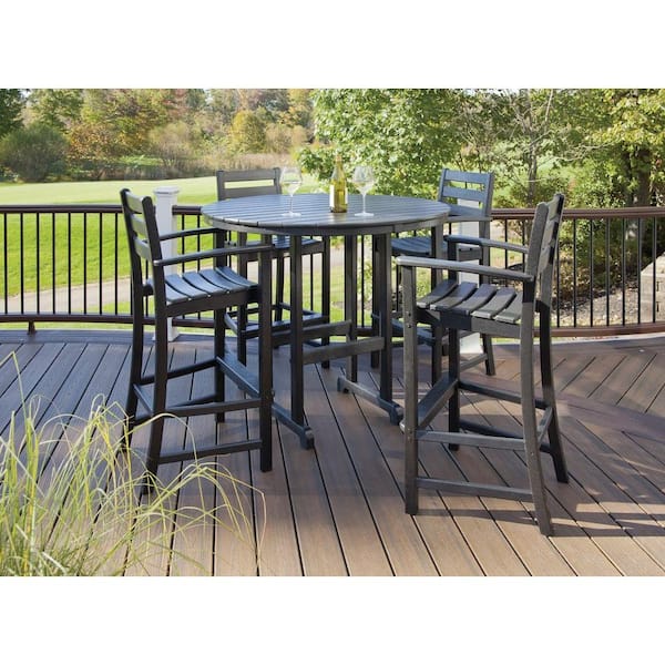 Trex Outdoor Furniture Monterey Bay Charcoal Black 5-Piece Plastic Outdoor Patio Bar Height Dining Set