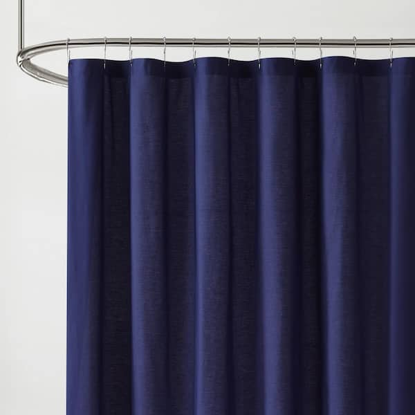 Solid Cotton Percale Navy 72 in. W x 72 in. L Shower Curtain